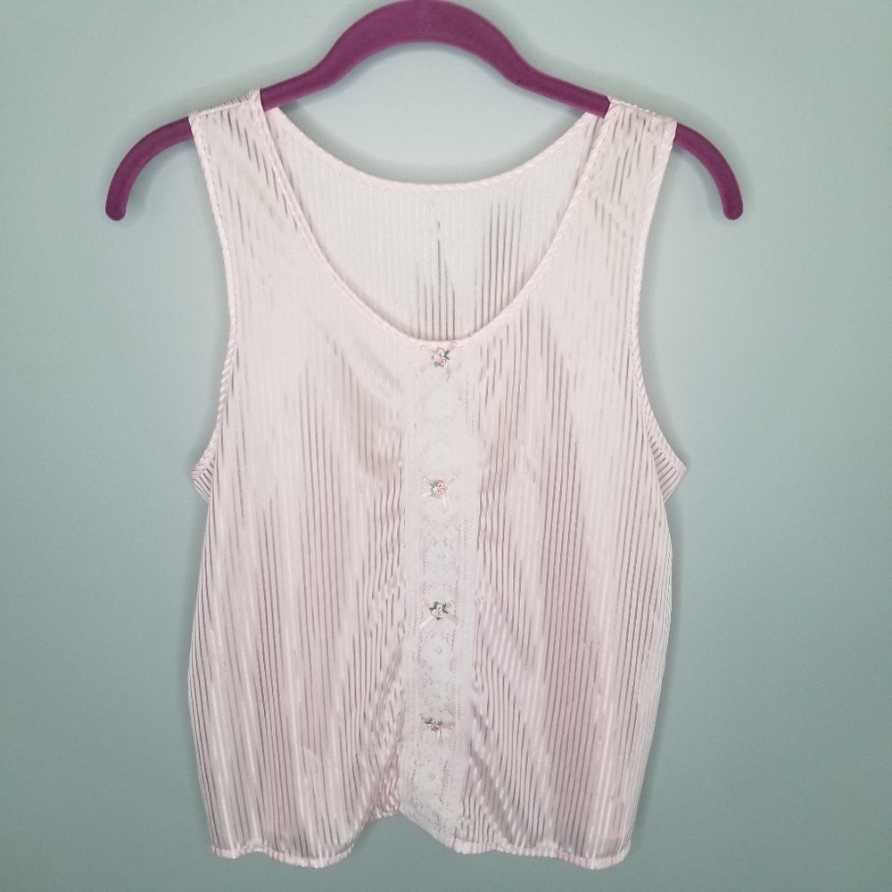 4/$24 {Vintage} Pink Flower Lace Design Night Cami
